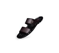 HJUGHPN Sandals Men Summer Shoes Men Sandals Slip-on Leather Beach Mens Slippers Platform Black Male Sandals Rubber Shoes(Auburn,11)