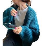 HJUGHPN Sweater Women Autumn Women's Dress, Casual Cardigan, Solid Color, Mohair Knitting Cardigan(Blue)