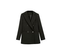 HJUGHPN Women's Black Loose Casual Suit Jacket, Work Clothes Jacket, Fashion Fall Winter Double-Breasted Blazer (XL)