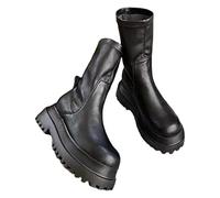 HJUGHPN Womens Boots Winter Punk Style Women Ankle Boots Thick Sole Zippers Short Boot Ladies Elegant Platform Flats Heel Shoes(Size 39(foot 24.5cm))