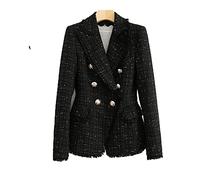 HJUGHPN Womens Jacket Tweed Blazer Women Double Breasted Slim Suit Temperament Jacket Women Fall Jacket for Women(Schwarz,XL)