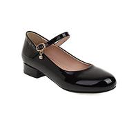 HJUGHPN Womens Shoes Women Flat Soled Single Shoes Low Top Round Toe College Low Heels(Schwarz,15)