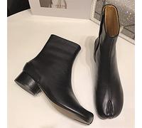 HJUGHPN Womens Shoes Women Split Toe Ninja Tabi Ankle Boots Round Heels 3.5cm Medium Heel Lady Leather Shoes Woman Short Boot Brand Design Boots(Schwarz,7.5 UK)