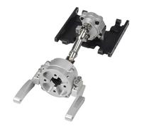 hjuink Compatible With SCX10 II 90046 1/10 RC Crawler Car Parts For Chassis Front Mount Transfer Case Skid Plate Drive Shaft Gearbox Set RC Accessories(Silver Set)