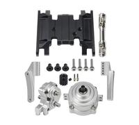 hjuink Compatible With SCX10 II 90046 1/10 RC Crawler Car Parts For Chassis Front Mount Transfer Case Skid Plate Drive Shaft Gearbox Set RC Accessories(Silver Set)