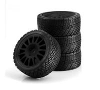 hjuink Remote Control Car Tire Compatible With TAMIYA WRC C3 1/10 RC Car Upgrade Parts Replacement Accessories 4pcs 67mm For Rally Tire With Wheel Rim(Black)