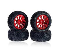 hjuink Remote Control Car Tire Compatible With Wltoys 144001 124019 A959 For SCY 16101 For MJX 14209 16207 For JJRC Q130A RC Car Parts 4Pcs 72mm Wheel Rim Tire Tyre(Red)