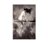 HJUKKM Witch On Broom Departure For The Sabbath Albert Joseph Penot Canvas Poster Wall Art Decor Print Picture Paintings for Living Room Bedroom Decoration 24x36inch(60x90cm)