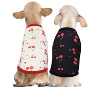 Hjumarayan 2-Pack Dog T Shirts for Small Dogs, Breathable Tops Cherry Vest Doggy T Shirts, Thin Puppy Jumper Stretchy Chihuahua Tshirt for Spring, Autumn & Summer Shade Wear, White+Black XS