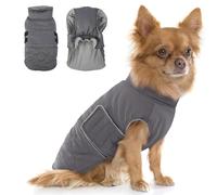 Hjumarayan Chihuahua Coat - Quilted Dog Winter Coats Water-resistant, Harness Hole, Reflective, Warm Jacket Fleece Lined for Pomeranian, Yorkshire Terrier, Toy Poodle (Gray XS)