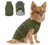 Hjumarayan Chihuahua Coat - Quilted Dog Winter Coats Water-resistant, Harness Hole, Reflective, Warm Jacket Fleece Lined for Pomeranian, Yorkshire Terrier, Toy Poodle (Army Green XS)