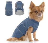 Hjumarayan Chihuahua Coat - Quilted Dog Winter Coats Water-resistant, Harness Hole, Reflective, Warm Jacket Fleece Lined for Pomeranian, Yorkshire Terrier, Toy Poodle (Grayish Blue XS)