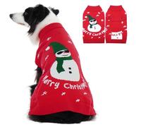 Hjumarayan Dog Christmas Jumper - Cosy Snowman Jumper Large, Warm Winter Coat, Sweater with Harness Hole Clothes for Female Golden Retriever, Red XXL