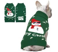 Hjumarayan Dog Christmas Jumper - Cosy Snowman Jumper Small, Warm Winter Sweater with Harness Hole for Shih Tzu, Slim Pug, Green M