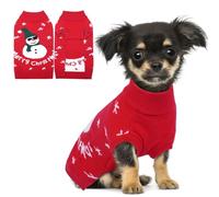 Hjumarayan Dog Christmas Jumper - Cosy Snowman Jumper Small, Warm Winter Sweater with Harness Hole for Chihuahua, Jack Russell, Yorkshire, Red XS
