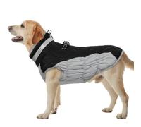 Hjumarayan Dog Coat - Warm Coat with Harness, Dog Waterproof Jacket, Reflective Underbelly Zip Up Outfits, Gilet for Medium Dogs Winter, Lean Lab (Black XL)