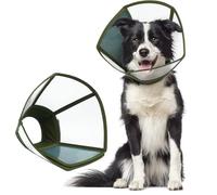 Hjumarayan Dog Cone Collar - Transparent Cone for Dogs Prevent Licking, Foldable Surgery Collar Anti-Scratch for Post-Op Care, Army Green L