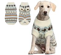 Hjumarayan Dog Jumper - Boho Dog Jumpers Small Medium Large, Knitted Christmas Sweater with Harness Hole, Thick Warm Winter Clothes for Pit Bull, Lean Lab, White XXL