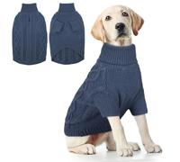 Hjumarayan Dog Jumper Large, Knitted Jumpers for Large Dogs, Warm Pet Clothes Outfit for Winter Outdoor, Soft Sweater Thick Coat for Pit Bull, Lean Lab, Border Collie, Denim Blue XXL