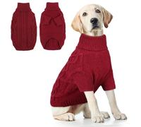 Hjumarayan Dog Jumper Large, Knitted Jumpers for Large Dogs, Warm Pet Clothes Outfit for Winter Outdoor, Soft Sweater Thick Coat for Pit Bull, Lean Lab, Border Collie, Burgundy Red XXL