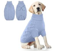 Hjumarayan Dog Jumper Large, Knitted Jumpers for Large Dogs, Warm Pet Clothes Outfit for Winter Outdoor, Soft Sweater Thick Coat for Pit Bull, Lean Lab, Border Collie, Sky Blue XXL