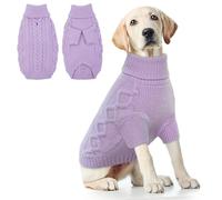 Hjumarayan Dog Jumper Large, Knitted Jumpers for Large Dogs, Warm Pet Clothes Outfit for Winter Outdoor, Soft Sweater Thick Coat for Pit Bull, Lean Lab, Border Collie, Purple XXL