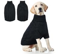 Hjumarayan Dog Jumper Large, Knitted Jumpers for Large Dogs, Warm Pet Clothes Outfit for Winter Outdoor, Soft Sweater Thick Coat for Pit Bull, Lean Lab, Border Collie, Black XXL