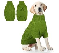 Hjumarayan Dog Jumper Large, Knitted Jumpers for Large Dogs, Warm Pet Clothes Outfit for Winter Outdoor, Soft Sweater Thick Coat for Pit Bull, Lean Lab, Border Collie, Grass Green XXL