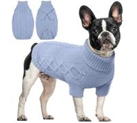 Hjumarayan Dog Jumper Medium, Knitted Jumpers for Medium Dogs, Warm Pet Clothes Outfit for Winter Outdoor, Soft Sweater Thick Coat for French Bulldog, Cocker Spaniel, Sky Blue L