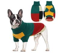 Hjumarayan Dog Jumper - Vintage Colour Blocked Puppy Jumper with Legs, Soft & Warm, Green, Medium for Yorkshire, Jack Russell, Shih Tzu, Chihuahua