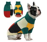 Hjumarayan Dog Jumper - Vintage Colour Blocked Puppy Jumper with Legs, Soft & Warm, Medium for Yorkshire, Jack Russell, Shih Tzu, Chihuahua, Green