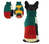 Hjumarayan Dog Jumper, Vintage Dog Jumper Small with Legs Soft & Warm Dog Sweater with Hole Colour Blocke Dog Xmas Jumper Puppy Jumper for Yorkshire Jack Russell Chihuahua Dachshund Cat, Green S