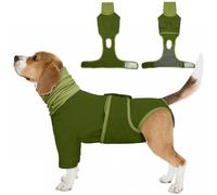 Hjumarayan Dog Recovery Suit Female, Dog Neck Wound Cover, Body Suit after Surgery with Snood Ear Protector, Surgical Baby Grow with Front Legs, Green M