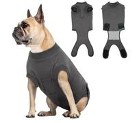 Hjumarayan Dog Surgery Recovery Suit - Cotton Dogs Surgery Suit with Belly Pocket, Post Spay Dog Suits Fastening at Back End, Wound Protection Clothing After OP Body for Chihuahua, Yorkshire, Grey XS