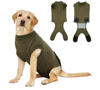 Hjumarayan Dog Surgery Recovery Suit - Cotton Dogs Surgery Suit with Belly Pocket, Post Spay Dog Suits Fastening at Back End, Wound Protection Clothing After OP Body for Border Collie, Army Green XL