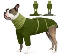 Hjumarayan Dog Surgery Recovery Suit, Dog Neck Wound Cover, Body Suit after Surgery with Front Legs, Surgical Baby Grow with Snood Ear Protector, Green XL
