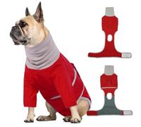 Hjumarayan Dog Surgery Recovery Suit, Dog Neck Wound Cover, Cotton Baby Grow with Front Legs, Body Suit after Surgery, Surgical Vest with Snood Ear Protector, Red XS