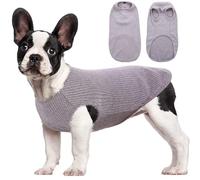 Hjumarayan Dog T Shirt - Thin Knitted Jumpers Soft Stretchy Clothes for Small Dogs Shirts, Striped Tshirt for Maltese, Shih Tzu, Bichon Frise, Mini Dachshund (Grey S)