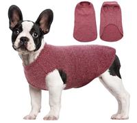 Hjumarayan Dog T Shirt - Thin Knitted Jumpers Soft Stretchy Clothes for Small Dogs Shirts, Striped Tshirt for Maltese, Shih Tzu, Bichon Frise, Mini Dachshund (Burgundy Red S)