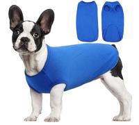 Hjumarayan Dog T Shirt - Thin Knitted Jumpers Soft Stretchy Clothes for Small Dogs Shirts, Striped Tshirt for Maltese, Shih Tzu, Bichon Frise, Mini Dachshund (Sapphire Blue S)