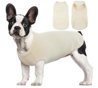 Hjumarayan Dog T Shirt - Thin Knitted Jumpers Soft Stretchy Clothes for Small Dogs Shirts, Striped Tshirt for Maltese, Shih Tzu, Bichon Frise, Mini Dachshund (Beige S)