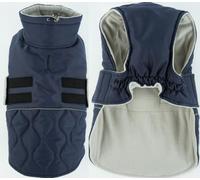 Hjumarayan Dog Winter Coat, Fleece Lined Warm Dog Jacket with Harness Hole, Reflective Quilted Coat Water-resistant for French Bulldog, Pug (Dark Blue M)