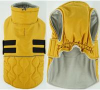 Hjumarayan Dog Winter Coat, Fleece Lined Warm Dog Jacket with Harness Hole, Reflective Quilted Coat Water-resistant for Large Dogs, Golden Retriever, Bernese Mountain (Yellow XXXL)