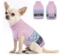 Hjumarayan Fair Isle Dog Jumper - Winter Knit Sweater with Harness Hole Stretchy Easy On/Off Christmas Jumper for Small Medium Dogs(2-54LB), Warm Chihuahua Clothes Pink XS