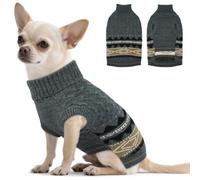 Hjumarayan Fair Isle Dog Jumper - Winter Knit Sweater with Harness Hole Stretchy Easy On/Off Christmas Jumper for Small Medium Dogs(2-54LB), Warm Chihuahua Clothes Grey XS