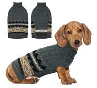 Hjumarayan Fair Isle Dog Jumper - Winter Knit Sweater with Harness Hole Stretchy Easy On/Off Christmas Jumper for Small Medium Dogs(2-54LB), Warm Shih Tzu Clothes Grey M
