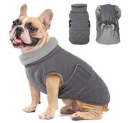 Hjumarayan French Bulldog Coat - Quilted Dog Winter Coats Water-resistant, Harness Hole, Reflective, Warm Jacket Fleece Lined for Schnauzer, Pug, Westie, Larger Mini Poodle (Gray M)