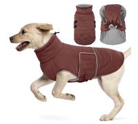 Hjumarayan Large Dog Coat - Quilted Dog Winter Coats Water-resistant, Harness Hole, Reflective, Warm Jacket Fleece Lined for Large Golden Retriever, Labrador, Bernese Mountain (Reddish Brown XXXL)