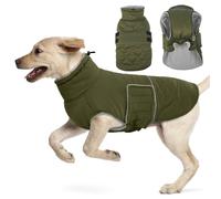 Hjumarayan Large Dog Coat - Quilted Dog Winter Coats Water-resistant, Harness Hole, Reflective, Warm Jacket Fleece Lined for Large Golden Retriever, Labrador, Bernese Mountain (Army Green XXXL)