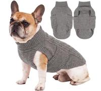 Hjumarayan Minimalist Cable Knit Dog Jumper | Soft Roll Neck Puppy Knitwear with Harness Hole for Autumn Winter Walks | Cozy Dog Sweater for Girl Boy Dogs | Cocker Spaniel (Light Grey XL)